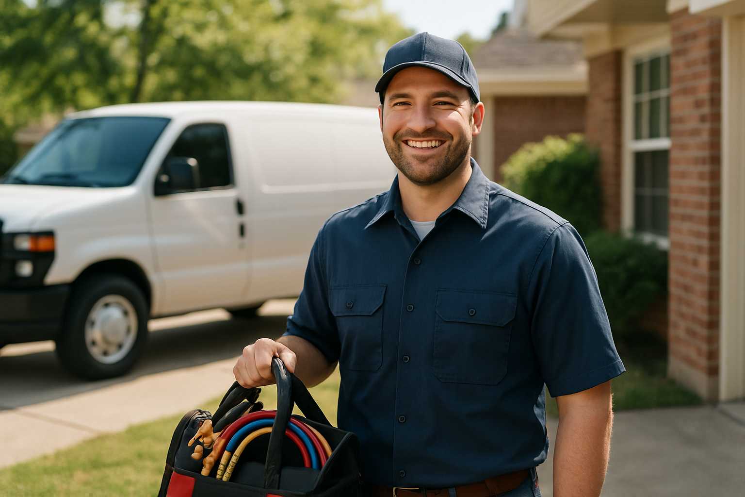 Dr. Comfort AC & Heat LLC professional hvac contractor arriving at a home in Humble, Texas